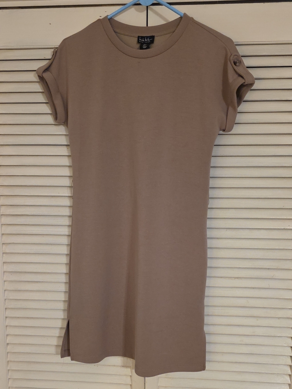 Classic Crewneck Short-Sleeve Women’s Dress in Beige